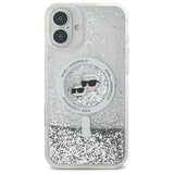 Karl Lagerfeld Liquid Glitter Karl & Choupette Head Magsafe iPhone 16 Plus Case - Clear