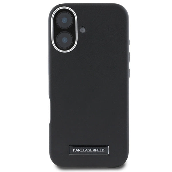 Karl Lagerfeld FW Metal Plate MagSafe iPhone 16 Plus Case - Black