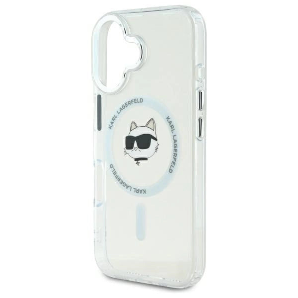Karl Lagerfeld IML Metal Choupette Head MagSafe iPhone 16 Case - White