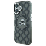 Karl Lagerfeld IML Monogram Karl & Choupette Head MagSafe iPhone 16 Case - Black
