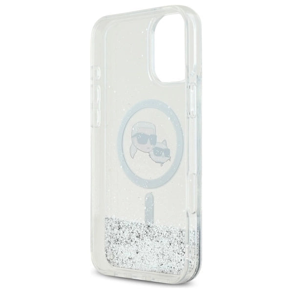 Karl Lagerfeld Liquid Glitter Karl&Choupette Head Magsafe iPhone 16 Case - Clear