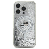 Karl Lagerfeld Liquid Glitter Karl & Choupette Head Magsafe Case for iPhone 16 Pro Max - Clear