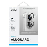 Uniq Optix Aluminium Camera Lens Protector iPhone 16 6.1 " / 16 Plus 6.7" hvide shimmer kamera linse glas med applikator