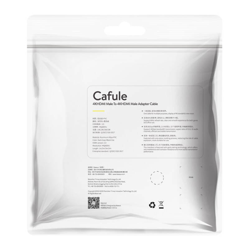 Baseus Cafule 4KHDMI Mand til 4KHDMI Mand Adapter Kabel 5m Sort