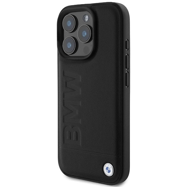 BMW læder Hot Stamp iPhone 16 Pro Max Case - sort