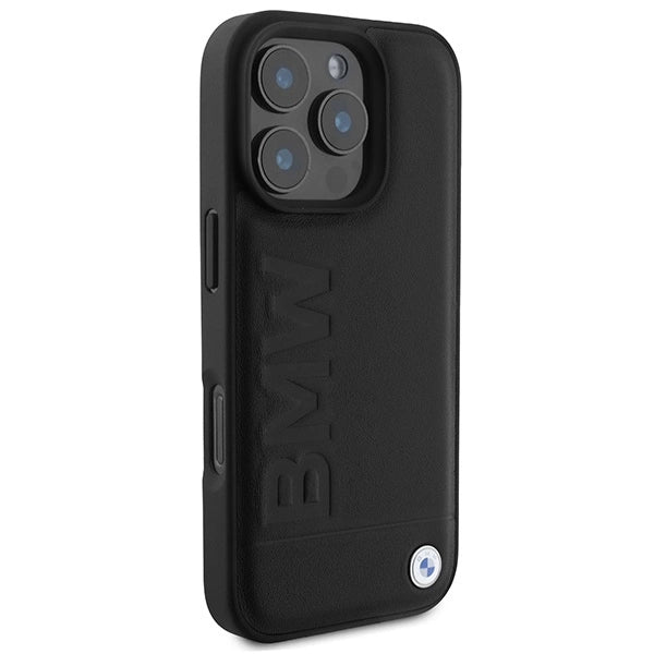 BMW læder Hot Stamp iPhone 16 Pro Max Case - sort