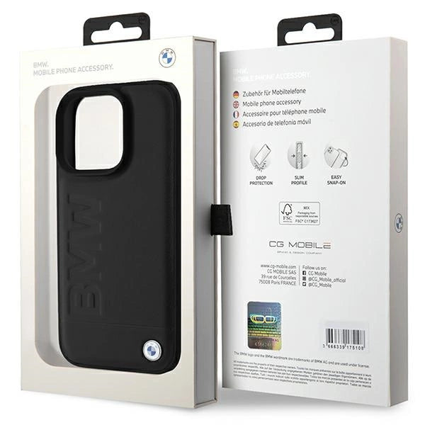BMW læder Hot Stamp iPhone 16 Pro Max Case - sort