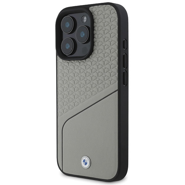 BMW Sign Leather Textured and Line MagSafe iPhone 16 Pro Case - Gray