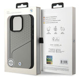 BMW Sign Leather Textured and Line MagSafe iPhone 16 Pro Case - Gray