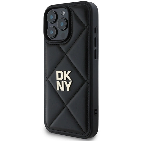 DKNY Quilted Stack Logo iPhone 16 Pro Case - Black