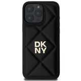 DKNY Quilted Stack Logo iPhone 16 Pro Case - Black