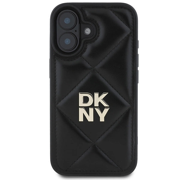 DKNY Quilted Stack Logo iPhone 16 Case - Black