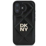 DKNY Quilted Stack Logo iPhone 16 Case - Black