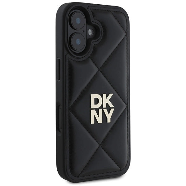 DKNY Quilted Stack Logo iPhone 16 Case - Black