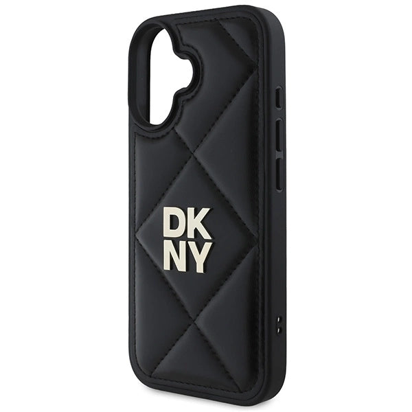DKNY Quilted Stack Logo iPhone 16 Case - Black