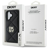 DKNY Quilted Stack Logo iPhone 16 Case - Black