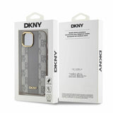DKNY Leather Checkered Mono Pattern MagSafe iPhone 14 Case - Beige
