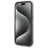DKNY Leather Checkered Mono Pattern MagSafe iPhone 15 Plus Case - Beige