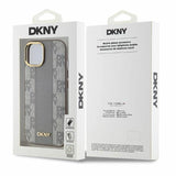 DKNY Leather Checkered Mono Pattern MagSafe iPhone 15 Case - Beige