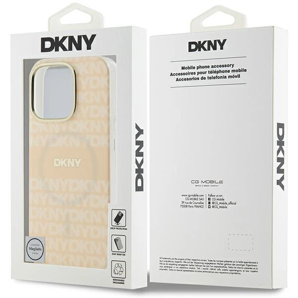 DKNY Repeat Texture Pattern & Stripe MagSafe iPhone 16 Pro Case - Pink