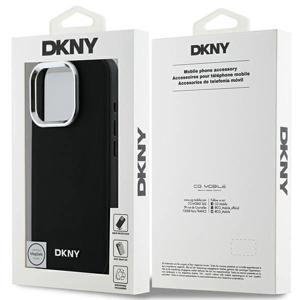 DKNY Plain Silver Logo MagSafe iPhone 16 Pro Max Case - Black