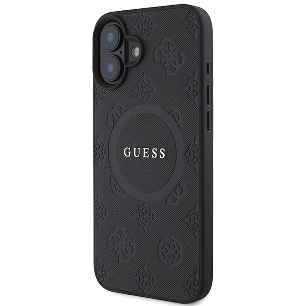Guess Saffiano Peony Classic Logo MagSafe-hylster til iPhone 16 - sort