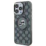 Karl Lagerfeld IML Monogram Karl & Choupette Head MagSafe iPhone 15 Pro Case - Black
