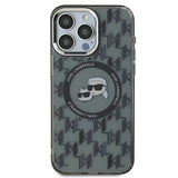 Karl Lagerfeld IML Monogram Karl & Choupette Head MagSafe iPhone 15 Pro Case - Black