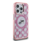 Karl Lagerfeld IML Monogram Karl & Choupette Head MagSafe iPhone 15 Pro Case - Pink