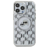 Karl Lagerfeld IML Monogram Karl & Choupette Head MagSafe iPhone 15 Pro Case - Clear