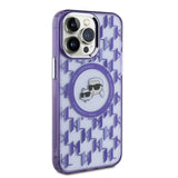 Karl Lagerfeld IML Monogram Karl & Choupette Head MagSafe iPhone 15 Pro Case - Purple