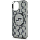 Karl Lagerfeld IML Monogram Karl & Choupette Head MagSafe iPhone 15 Plus Case - Black