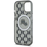Karl Lagerfeld IML Monogram Karl & Choupette Head MagSafe iPhone 15 Case - Black