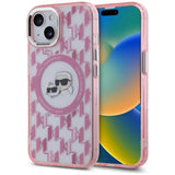 Karl Lagerfeld IML Monogram Karl & Choupette Head MagSafe iPhone 15 Case - Pink