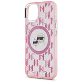 Karl Lagerfeld IML Monogram Karl & Choupette Head MagSafe iPhone 15 Case - Pink