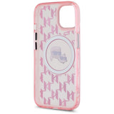 Karl Lagerfeld IML Monogram Karl & Choupette Head MagSafe iPhone 15 Case - Pink