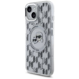 Karl Lagerfeld IML Monogram Karl & Choupette Head MagSafe iPhone 15 Case - Clear