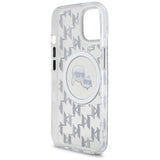 Karl Lagerfeld IML Monogram Karl & Choupette Head MagSafe iPhone 15 Case - Clear