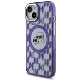 Karl Lagerfeld IML Monogram Karl & Choupette Head MagSafe iPhone 15 Case - Purple