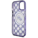 Karl Lagerfeld IML Monogram Karl & Choupette Head MagSafe iPhone 15 Case - Purple