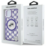 Karl Lagerfeld IML Monogram Karl & Choupette Head MagSafe iPhone 15 Case - Purple