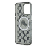 Karl Lagerfeld IML Monogram Karl & Choupette Head MagSafe Case for iPhone 15 Pro Max - Black