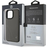 Mercedes MB Curved Stitches Leather iPhone 16 Pro Max Case - Brown