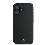 Mercedes Textured And Plain Leather MagSafe case til iPhone 16 - sort