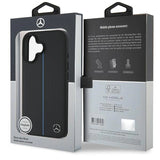 Mercedes MB Blue Line Leather MagSafe iPhone 16 Case - Black