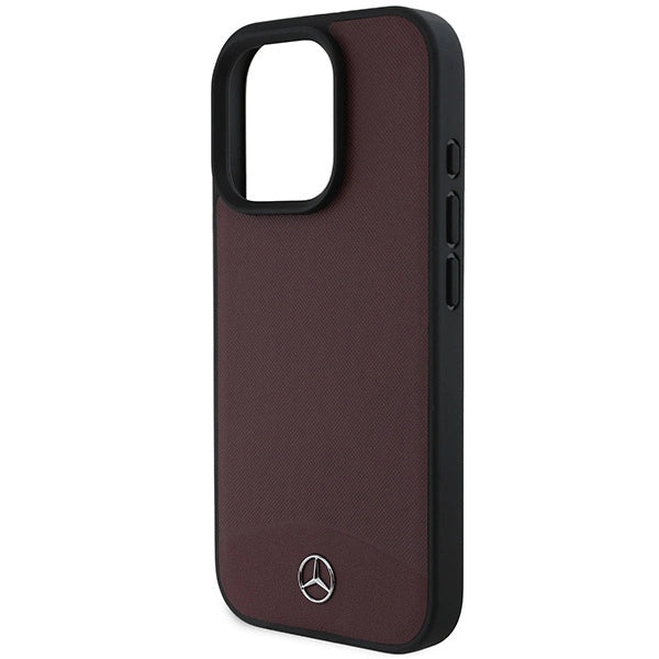 Mercedes Textured And Plain Leather MagSafe case til iPhone 16 Pro Max - rød