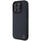 Mercedes MB Wood Imitation Leather MagSafe Case for iPhone 16 Pro Max - Navy Blue