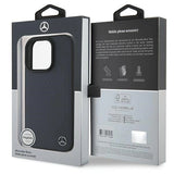 Mercedes MB Wood Imitation Leather MagSafe Case for iPhone 16 Pro Max - Navy Blue
