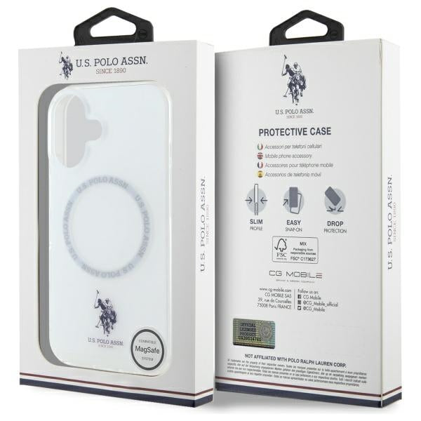 US Polo IML Ring MagSafe iPhone 16 Case - hvid