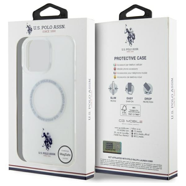 US Polo IML Ring MagSafe Case til iPhone 16 Pro Max - hvid